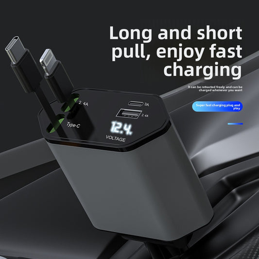 120W Super Fast Car Charger with Telescopic Design