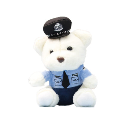 Traffic police teddy bear plush toy, police teddy bear cute doll bag decoration, doll keychain pendant